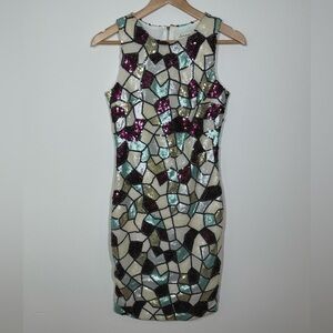 Delilah Sequin Mosaic Cocktail Dress Size XS